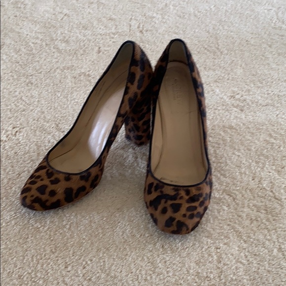 J.Crew Collection Calf Hair Leopard Etta Block Heel - Picture 2 of 4